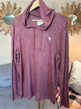 Abercrombie & Fitch Marled Hoodie Knit Tee - Dusty Rose Maroon